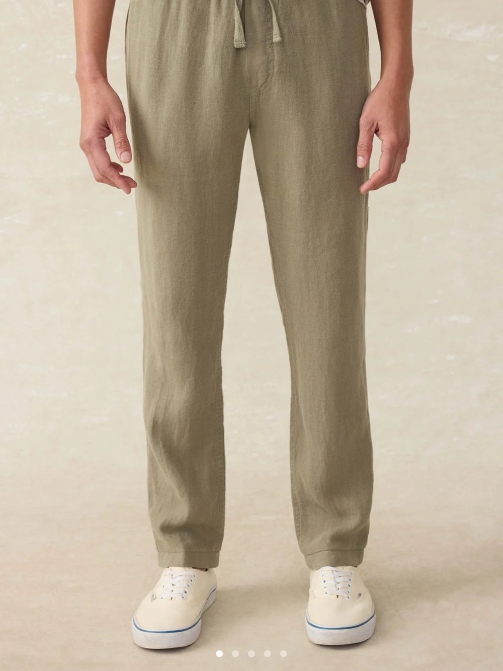 Men Faherty Essential Linen Pant Canyon Olive SMALL NWT